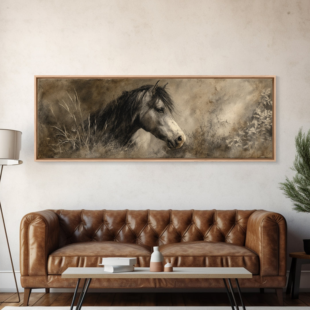 Majestic Horse Head Canvas Print, Animal Art, Art, Living Room Decor, Fine Art, Creature, Original Art, Nursery Wall Art, ANI-3x1-43