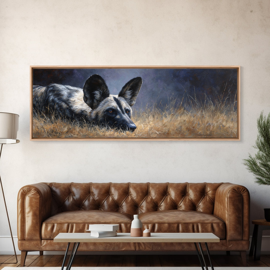 Dog Portrait with Painterly Collar and Loyal Framed Canvas Print, Animal Art, Printable Wall Art, Living Room Decor, Creature, ANI-3x1-5