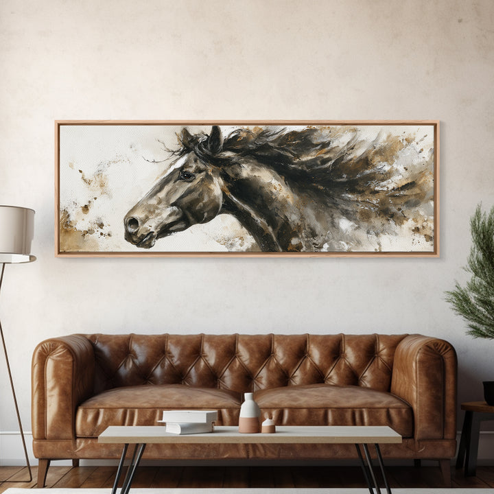 Majestic Horse Head Framed Canvas Print, Animal Art, Printable, Living Room Decor, Abstract Art, Creature, Nursery, ANI-3x1-67