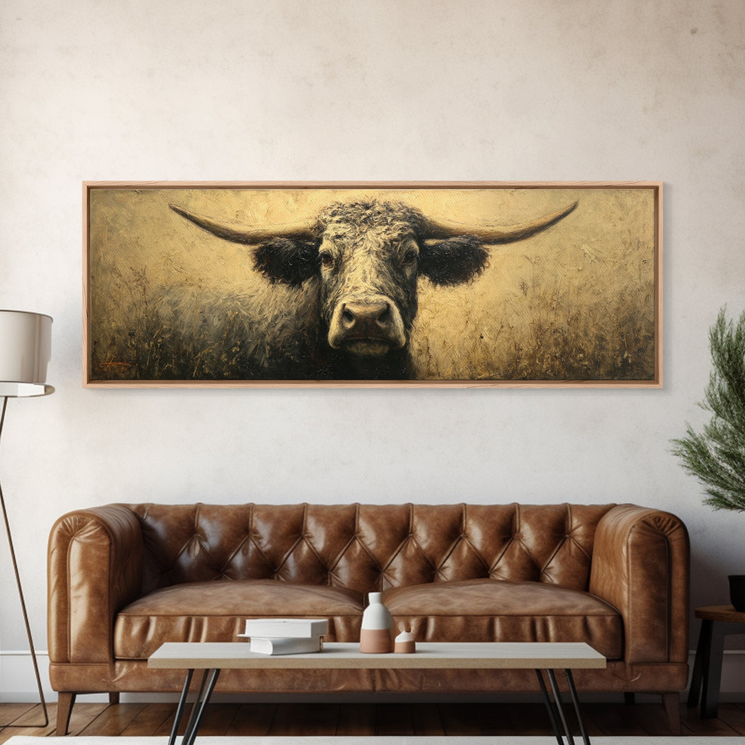 Gentle Cow Portrait Canvas Print, Animal Art, Printable Wall Art, Living Room Decor, Fine Art, Creature, Boho Wall Art, ANI-3x1-71