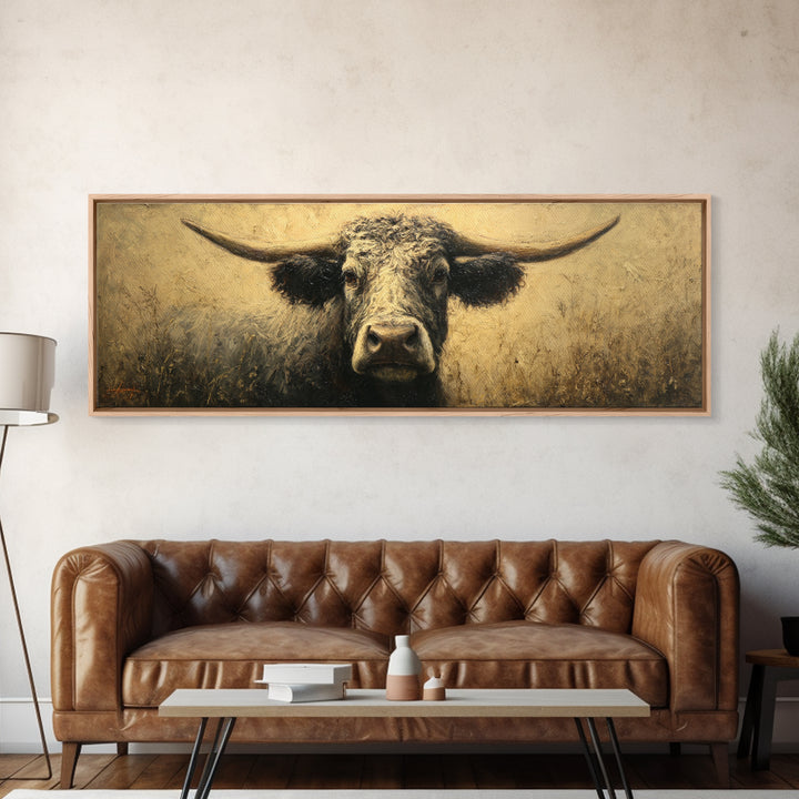 Gentle Cow Portrait Canvas Print, Animal Art, Printable Wall Art, Living Room Decor, Fine Art, Creature, Boho Wall Art, ANI-3x1-71