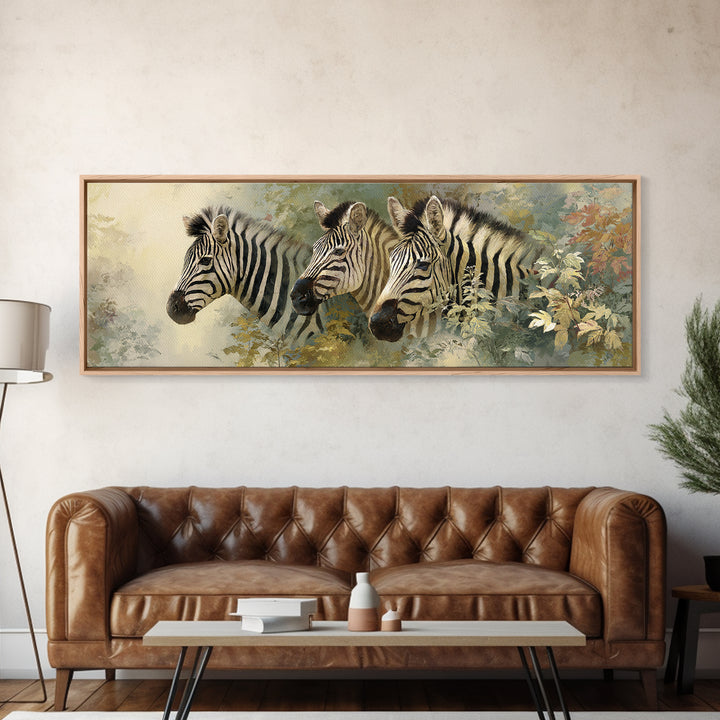 Zebra Portrait with Bold Graphic Stripe Pattern Framed Canvas Print, Animal Art, Living Room Decor, Fine Art, Creature, ANI-3x1-81