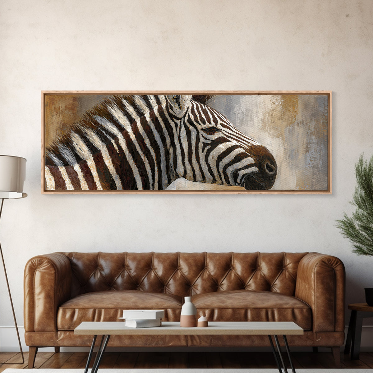 Zebra Portrait with Bold Graphic Stripe Pattern Canvas Print, Animal Art, Original Painting, Living Room Decor, Creature, ANI-3x1-9