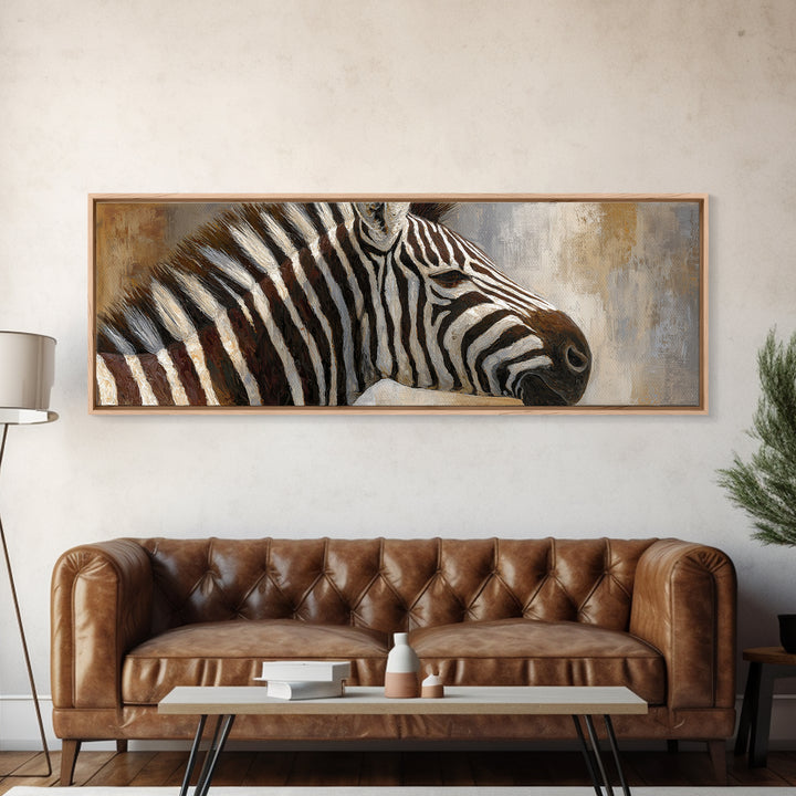 Zebra Portrait with Bold Graphic Stripe Pattern Canvas Print, Animal Art, Original Painting, Living Room Decor, Creature, ANI-3x1-9