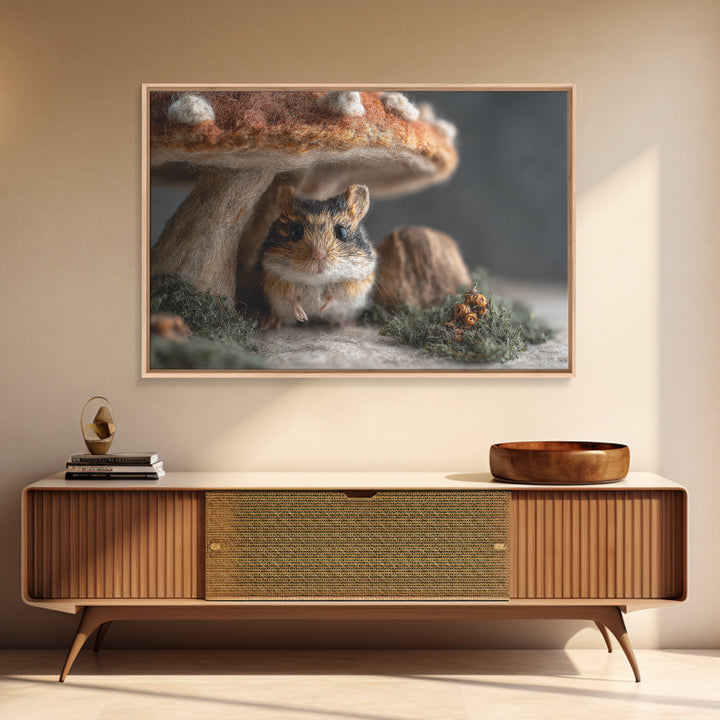 Tiny Field Mouse Framed Canvas Print, Animal Art, Digital Art, Living Room Decor, Fine Art, Creature, Farmhouse Decor, ANI-3x2-14