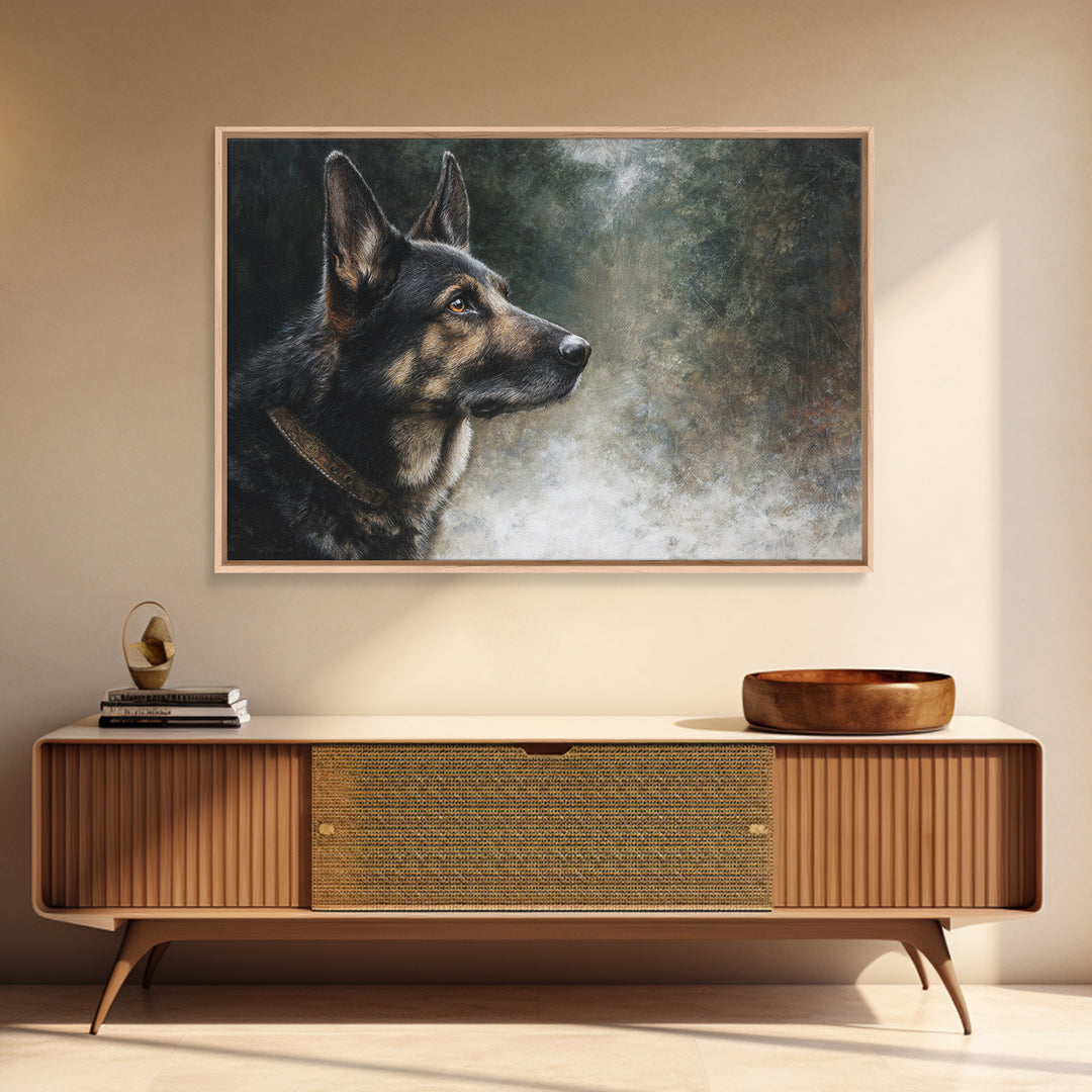 Dog Portrait with Painterly Collar and Loyal Canvas Print, Animal Art, Digital Print, Living Room Decor, Oil Painting, Creature, ANI-3x2-17