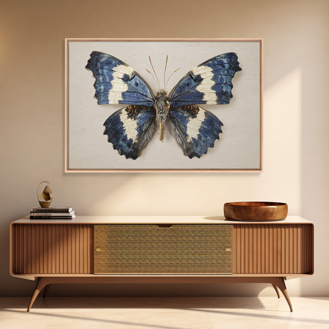 Butterfly Specimen Composition Framed Canvas Print, Animal Art, Farmhouse Decor, Living Room Decor, Fine Art, Creature, ANI-3x2-27