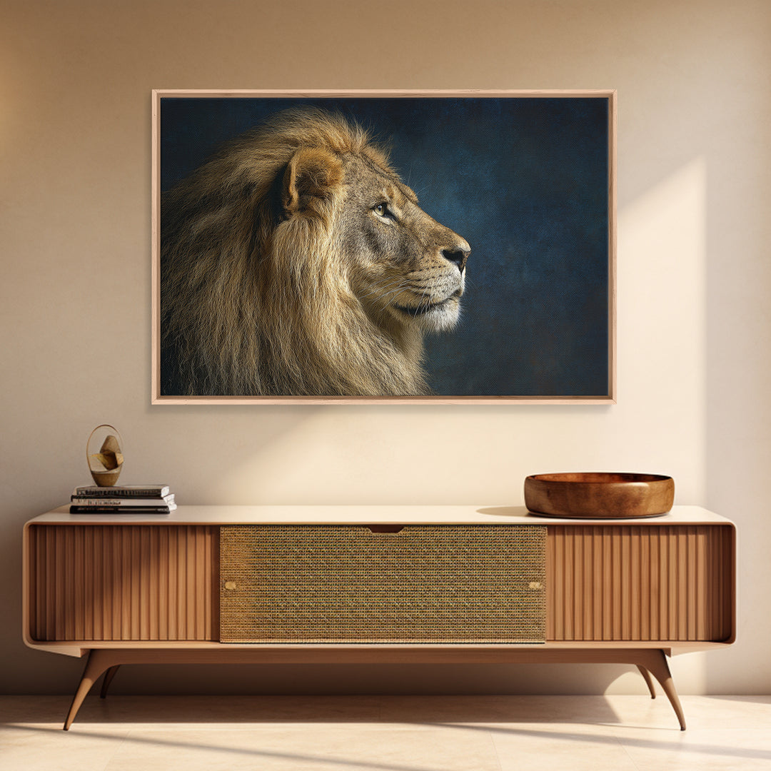 Regal Lion Profile Canvas Print, Animal Art, Living Room Decor, Oil Painting, Creature, Fine Art Print, Statement Artwork, ANI-3x2-37