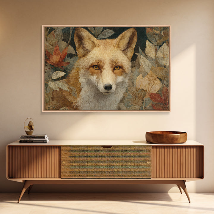 Dignified Fox Portrait Framed Canvas Print, Animal Art, Farmhouse Decor, Living Room Decor, Fine Art, Creature, Neutral Decor, ANI-3x2-5