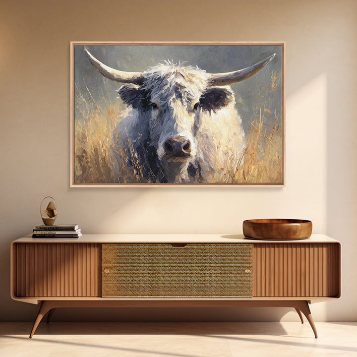 Gentle Cow Portrait Framed Canvas Print, Animal Art, Art Print, Living Room Decor, Fine Art, Creature, Digital Art, Printable, ANI-3x2-59