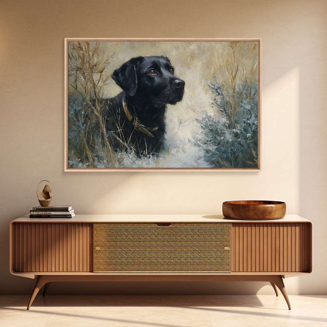 Dog Portrait with Painterly Collar and Loyal Framed Canvas Print, Animal Art, Boho Wall Art, Living Room Decor, Creature, ANI-3x2-65