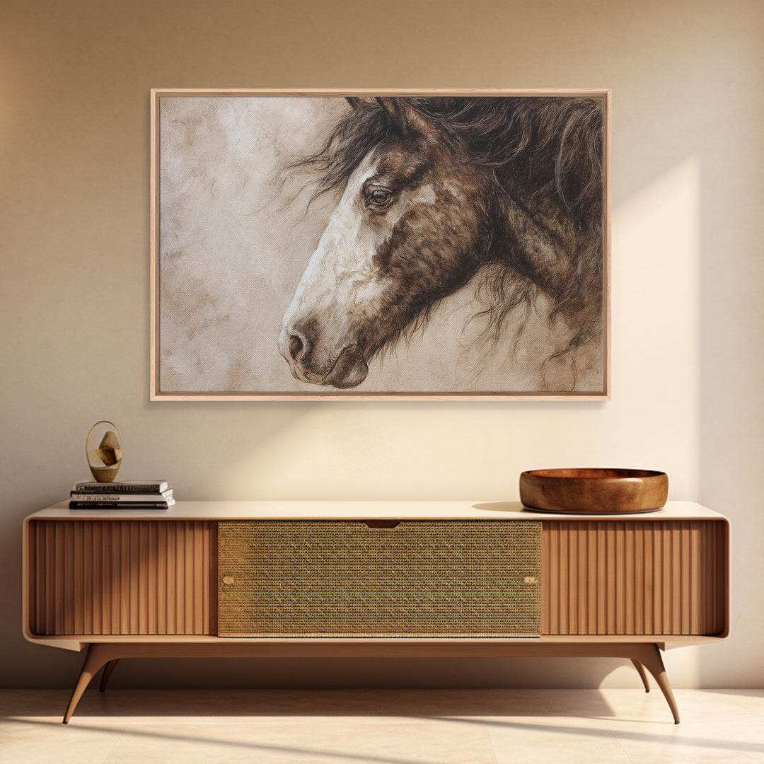 Majestic Horse Head Framed Canvas Print, Animal Art, Home Decor, Living Room Decor, Abstract Art, Creature, Art Deco, ANI-3x2-7