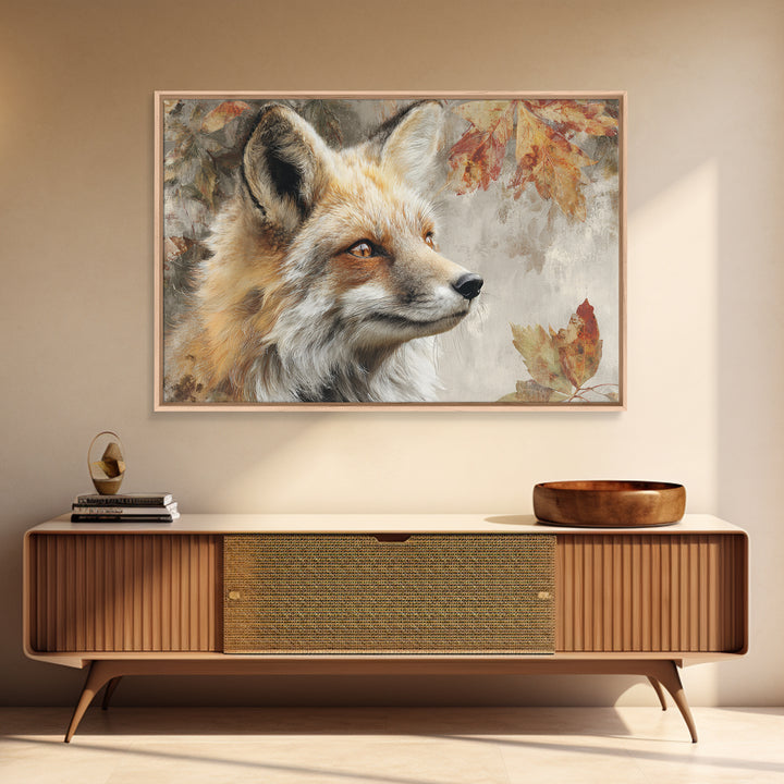 Dignified Fox Portrait Framed Canvas Print, Animal Art, Gallery Decor, Living Room Decor, Oil Painting, Creature, ANI-3x2-77