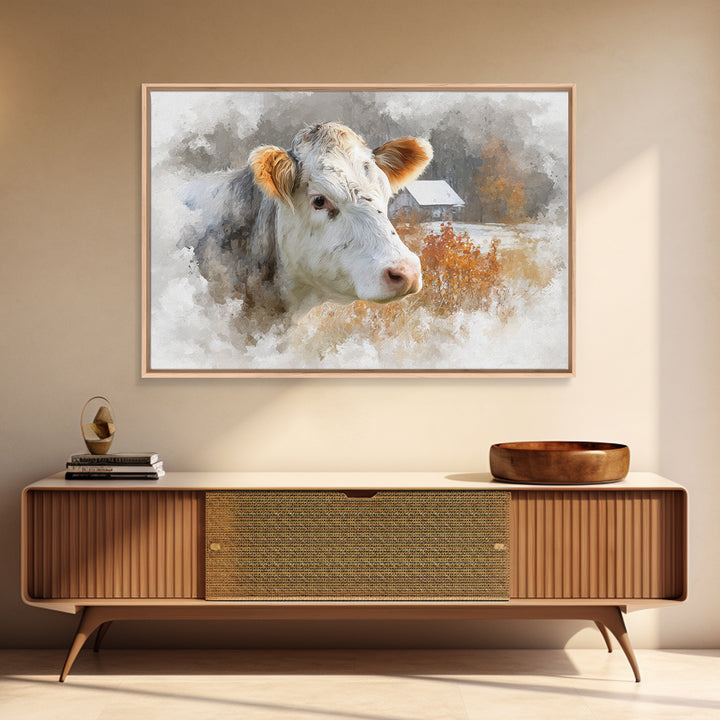 Gentle Cow Portrait Canvas Print, Animal Art, Wall Art, Living Room Decor, Fine Art, Creature, Nursery Decor, Art Deco, ANI-3x2-83