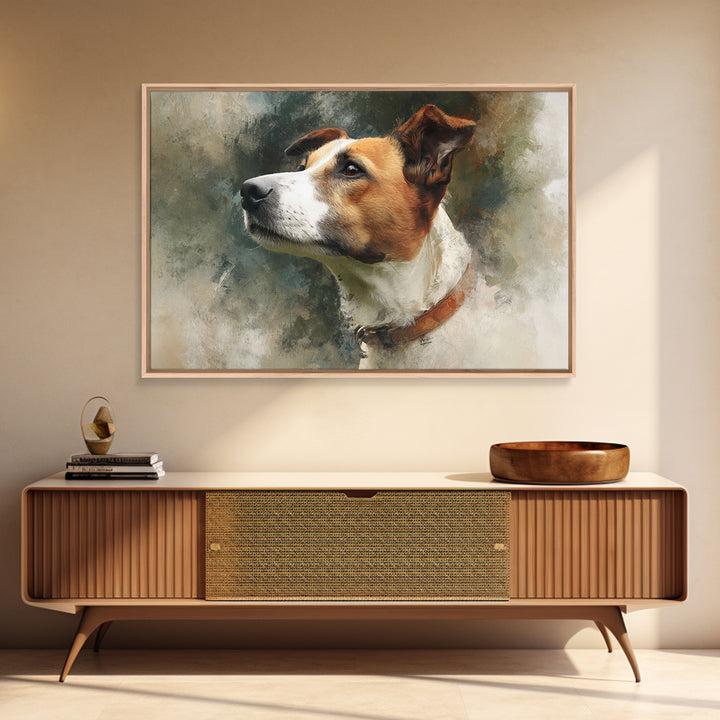 Dog Portrait with Painterly Collar and Loyal Canvas Print, Animal Art, Trendy Wall Art, Living Room Decor, Fine Art, Creature, ANI-3x2-89