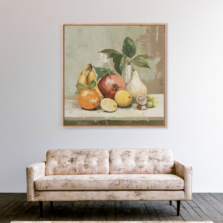 Bold Pop Fruit Composition Framed Canvas Print, Art, Canvas Wall Art, Living Room Decor, Watercolor Art, Boho Wall Art, ART-1x1-16