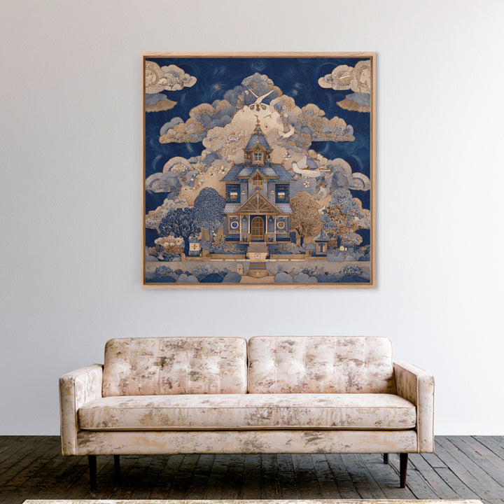 Naive Folk Art Village Canvas Print, Art, Printable Wall Art, Living Room Decor, Fine Art, Canvas Art, Ai Art, ART-1x1-20