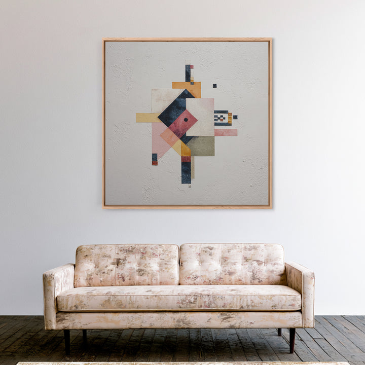 Geometric Color Study Framed Canvas Print, Art, Pink Wall Art, Living Room Decor, Fine Art, Textured Painting, ART-1x1-33