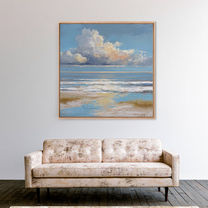 Dramatic Seascape with Foam and Storm Clouds Framed Canvas Print, Art, Living Room Decor, Fine Art, Art Nouveau, ART-1x1-48