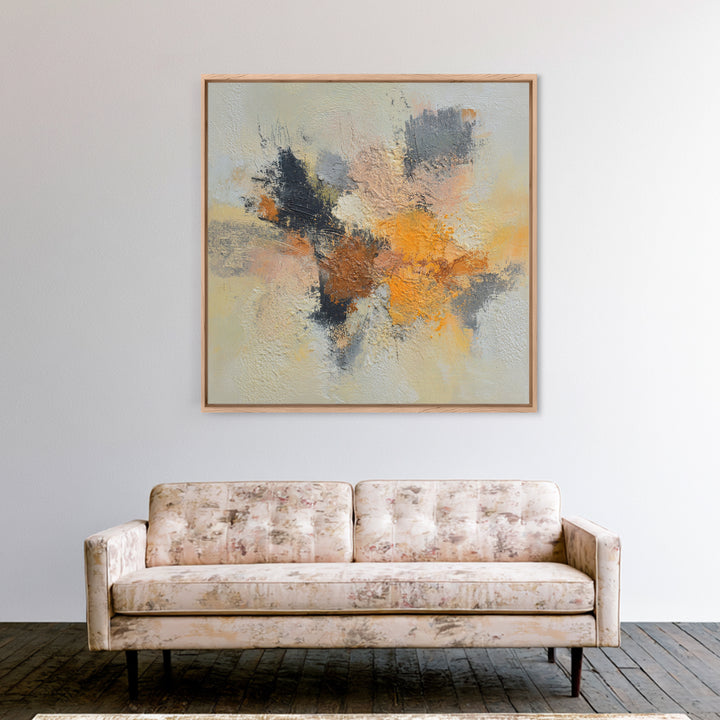 Contemporary Abstract with Layered Pigments and Energetic Canvas Print, Art, Black Art, Living Room Decor, Abstract Art, ART-1x1-50