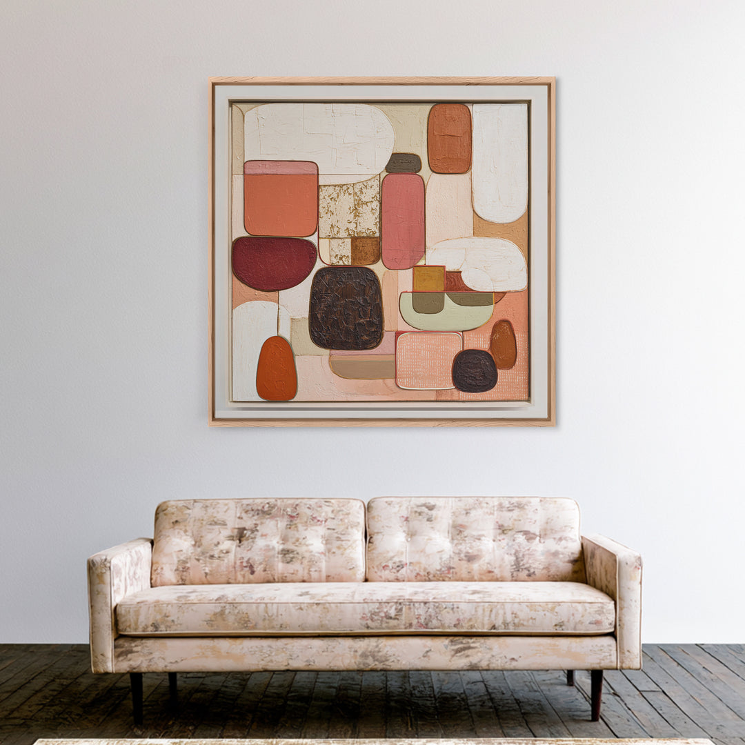 Modern Sculptural Shapes Rendered as Painted Forms Canvas Print, Art, Framed Art, Living Room Decor, Abstract Art, ART-1x1-54