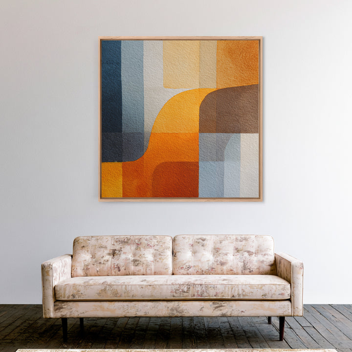 Geometric Color Study Framed Canvas Print, Art, Pink Wall Art, Living Room Decor, Fine Art, Textured Painting, ART-1x1-57