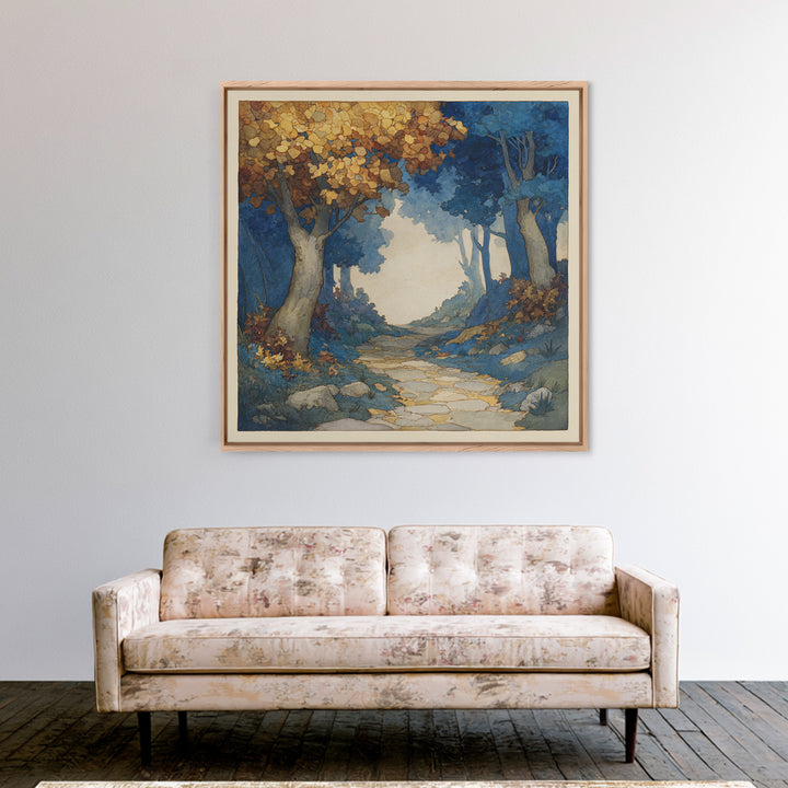 Woodland Path with Golden Autumn Atmosphere Canvas Print, Art, Horizontal Wall Art, Living Room Decor, Fine Art, ART-1x1-95