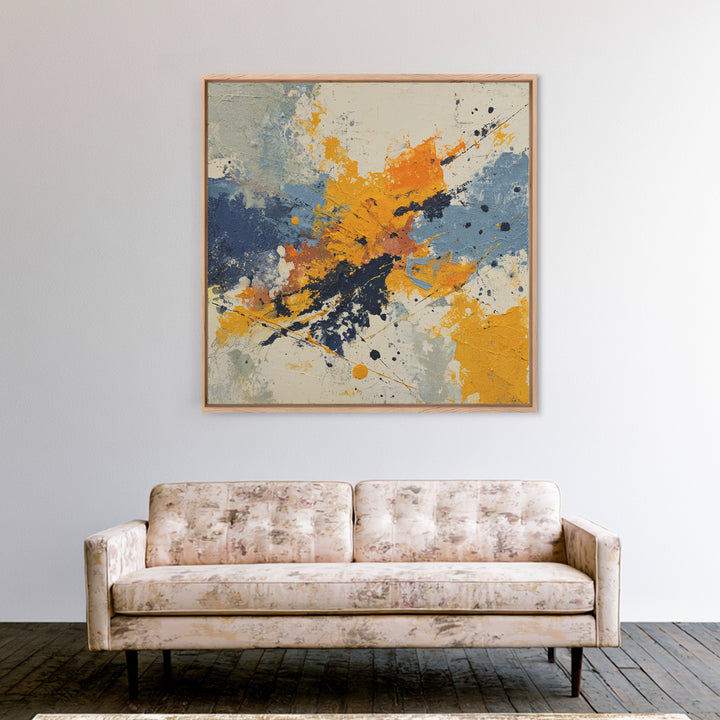 Contemporary Abstract with Layered Pigments and Energetic Canvas Print, Art, Gallery Decor, Living Room Decor, Abstract Art, ART-1x1-98