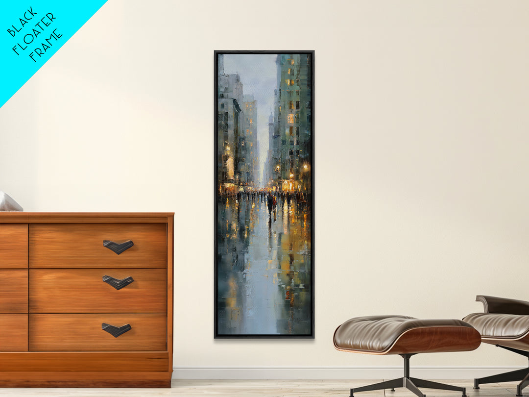 Moody City Scene Reflected Canvas Print, Art, Canvas Art, Living Room Decor, Fine Art, Horizontal Wall Art, Home Decor, ART-1x3-22