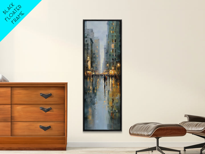 Moody City Scene Reflected Canvas Print, Art, Canvas Art, Living Room Decor, Fine Art, Horizontal Wall Art, Home Decor, ART-1x3-22