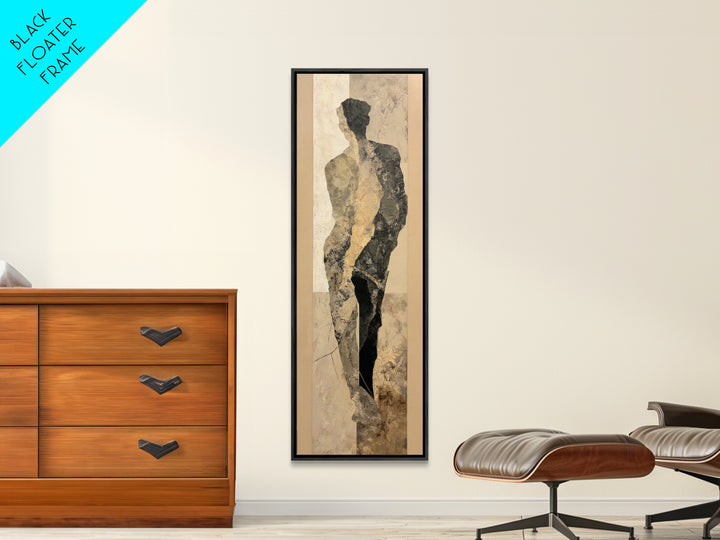 Simple Monochrome Figure Study Framed Canvas Print, Art, Home Decor, Living Room Decor, Fine Art, Minimalist Decor, ART-1x3-24