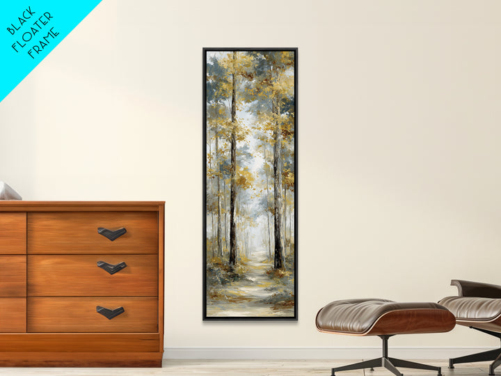 Woodland Path with Golden Autumn Atmosphere Canvas Print, Art, Living Room Decor, Fine Art, Art Nouveau, Framed Wall Art, ART-1x3-59