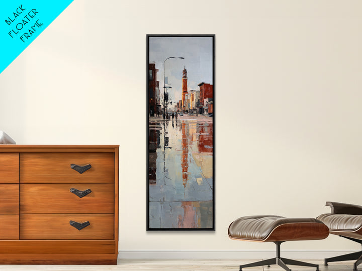 Moody City Scene Reflected Framed Canvas Print, Art, Prints Wall Art, Living Room Decor, Fine Art, Fine Art Print, ART-1x3-70