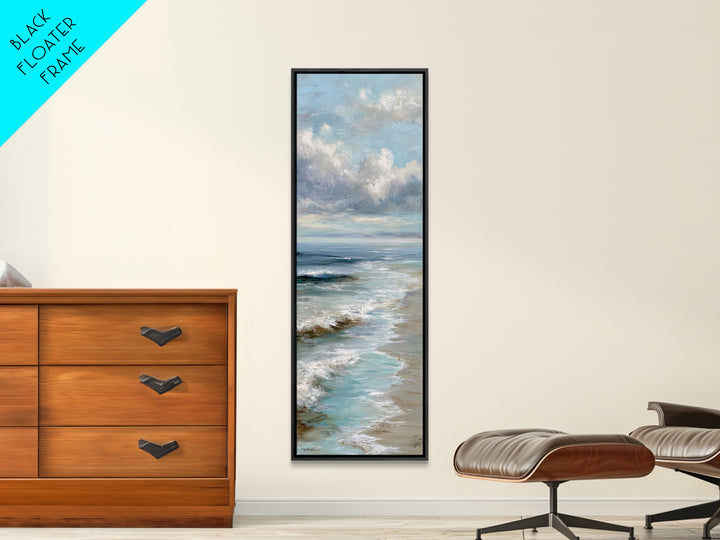 Dramatic Seascape with Foam and Storm Clouds Framed Canvas Print, Art, Wall Art, Living Room Decor, Fine Art, ART-1x3-84