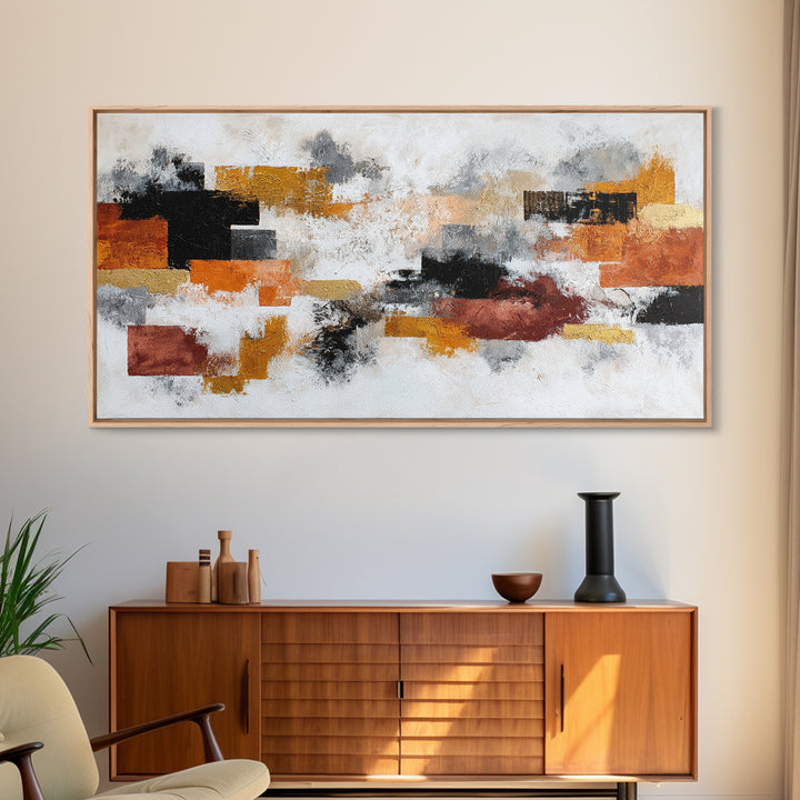 Contemporary Abstract with Layered Pigments and Energetic Canvas Print, Art, Gallery Decor, Living Room Decor, Abstract Art, ART-2x1-22