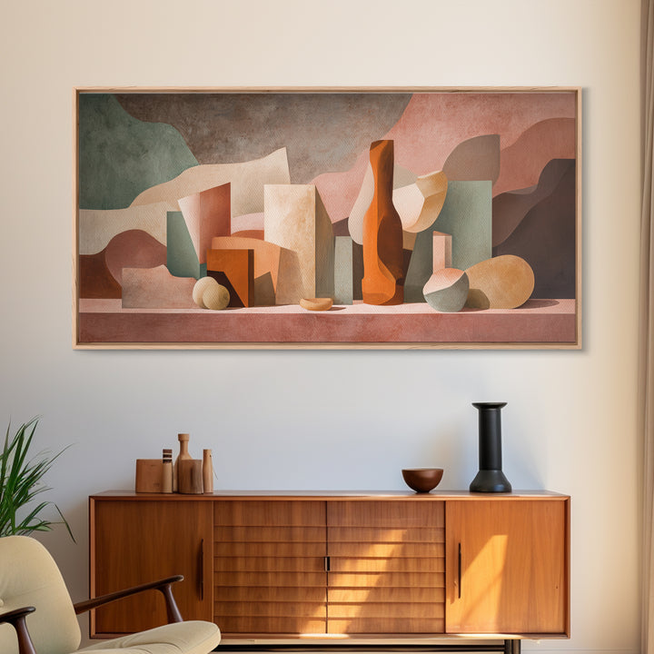 Modern Sculptural Shapes Rendered as Painted Forms Canvas Print, Art, Wall Decor, Living Room Decor, Fine Art, ART-2x1-26