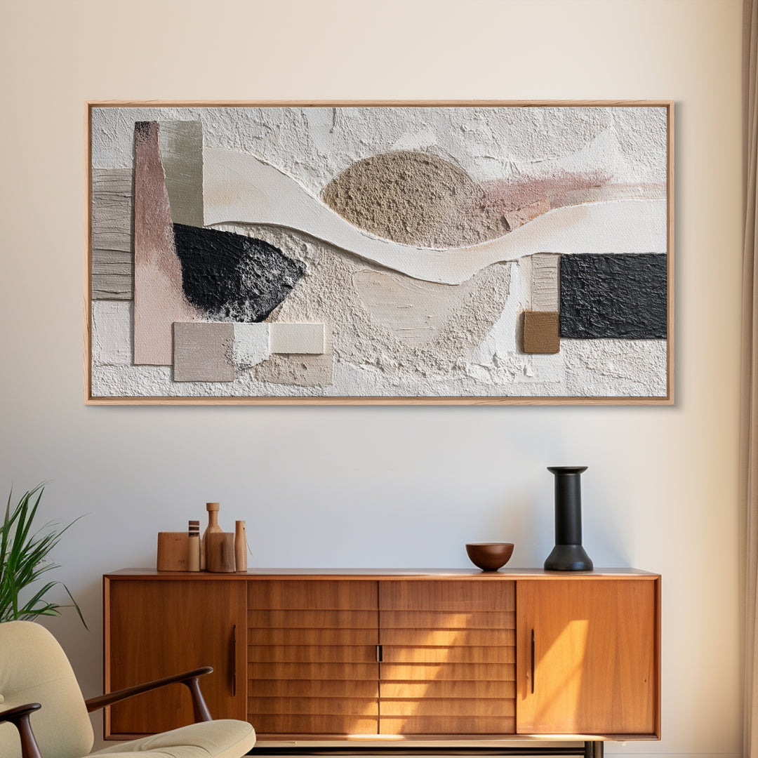 Textured Neutral Abstraction Framed Canvas Print, Art, Fine Art Print, Living Room Decor, Abstract Art, Digital Art, ART-2x1-33