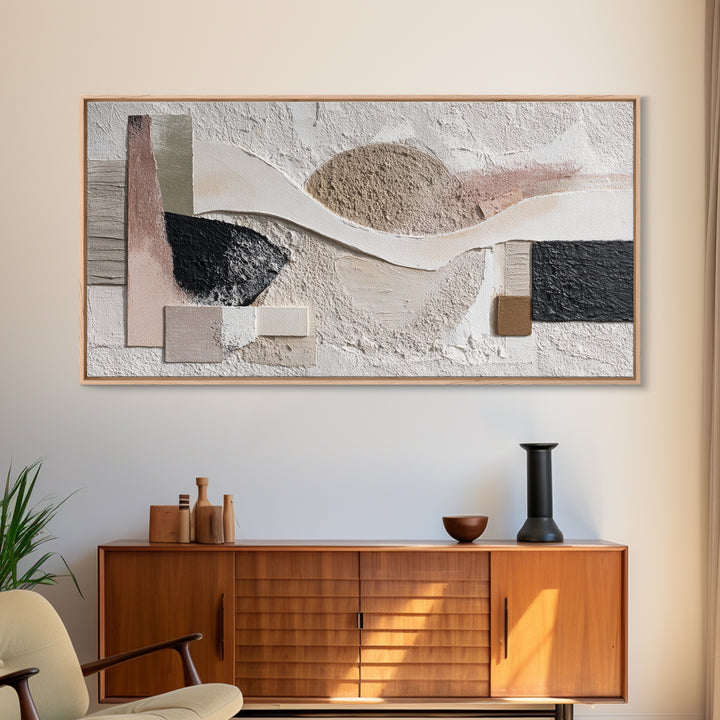 Textured Neutral Abstraction Framed Canvas Print, Art, Fine Art Print, Living Room Decor, Abstract Art, Digital Art, ART-2x1-33