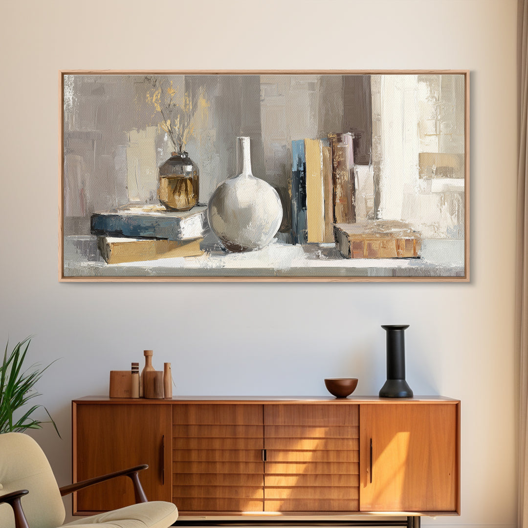 Sunlit Interior Still Life Framed Canvas Print, Art, Modern Decor, Living Room Decor, Fine Art, Art Prints, Digital Art, ART-2x1-34