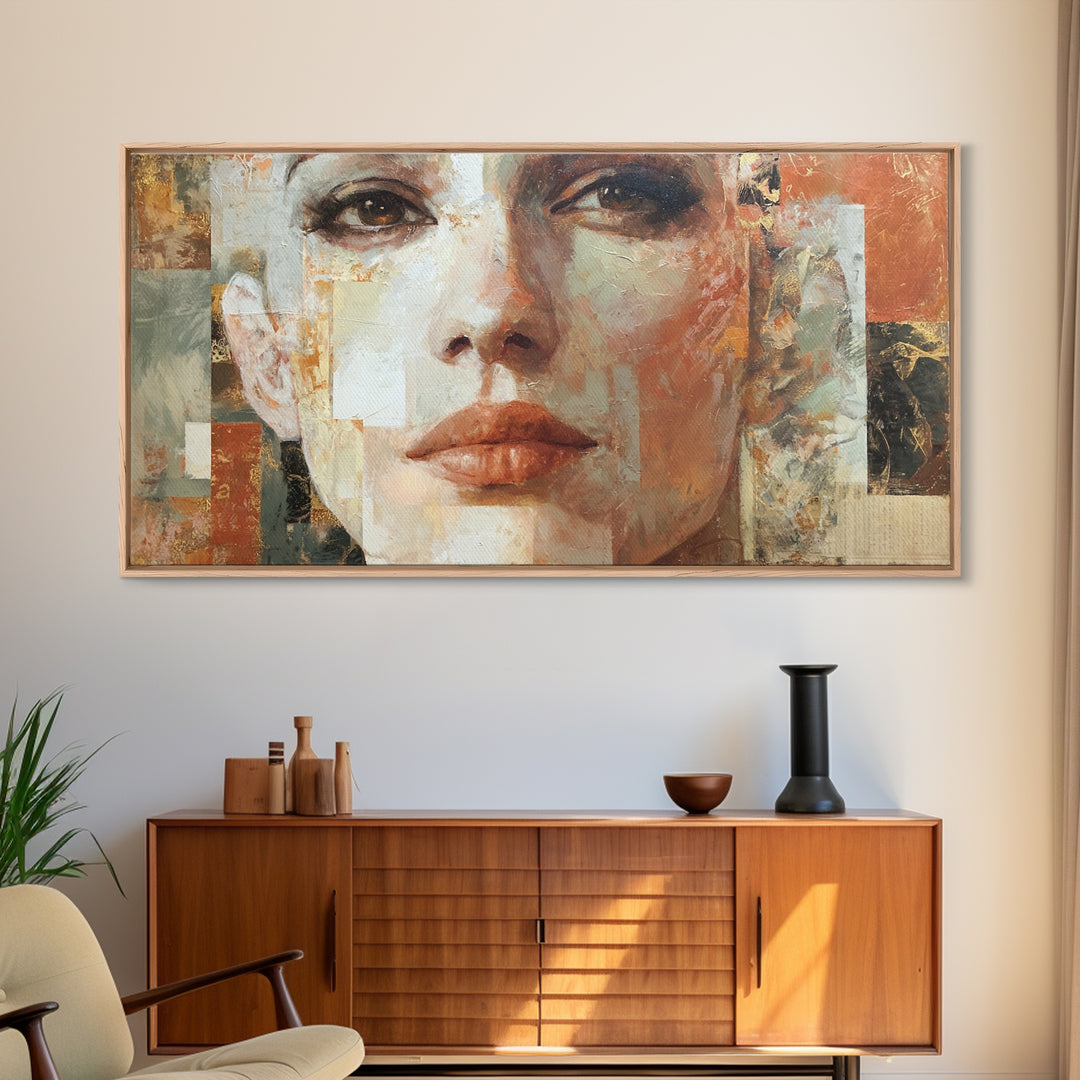 Expressive Portrait with Dramatic Light and Textured Canvas Print, Art, Art Prints, Living Room Decor, Fine Art, ART-2x1-48