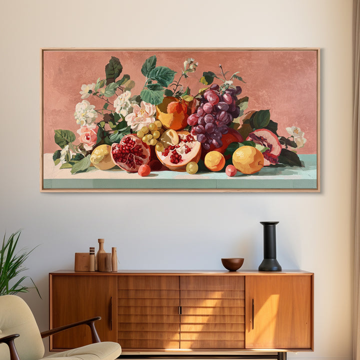 Bold Pop Fruit Composition Framed Canvas Print, Art, Printable Wall Art, Living Room Decor, Oil Painting, Canvas Art, ART-2x1-60