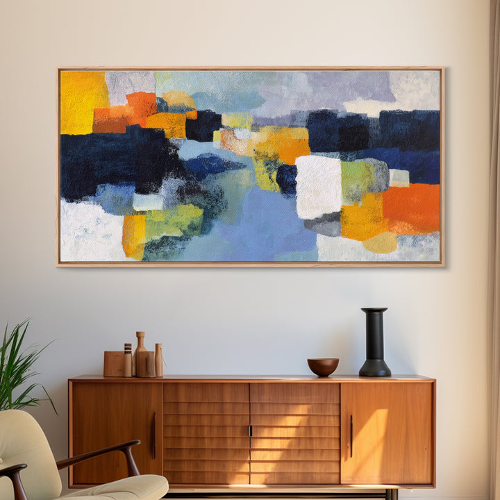 Contemporary Abstract with Layered Pigments and Energetic Canvas Print, Art, Minimalist Decor, Living Room Decor, Fine Art, ART-2x1-70