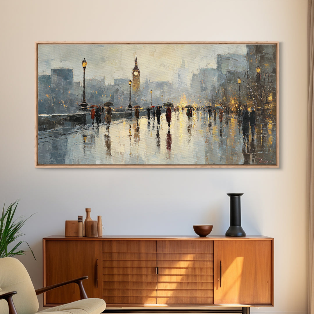Moody City Scene Reflected Canvas Print, Art, Luxury Decor, Living Room Decor, Fine Art, Metal Wall Art, Art Commission, ART-2x1-78