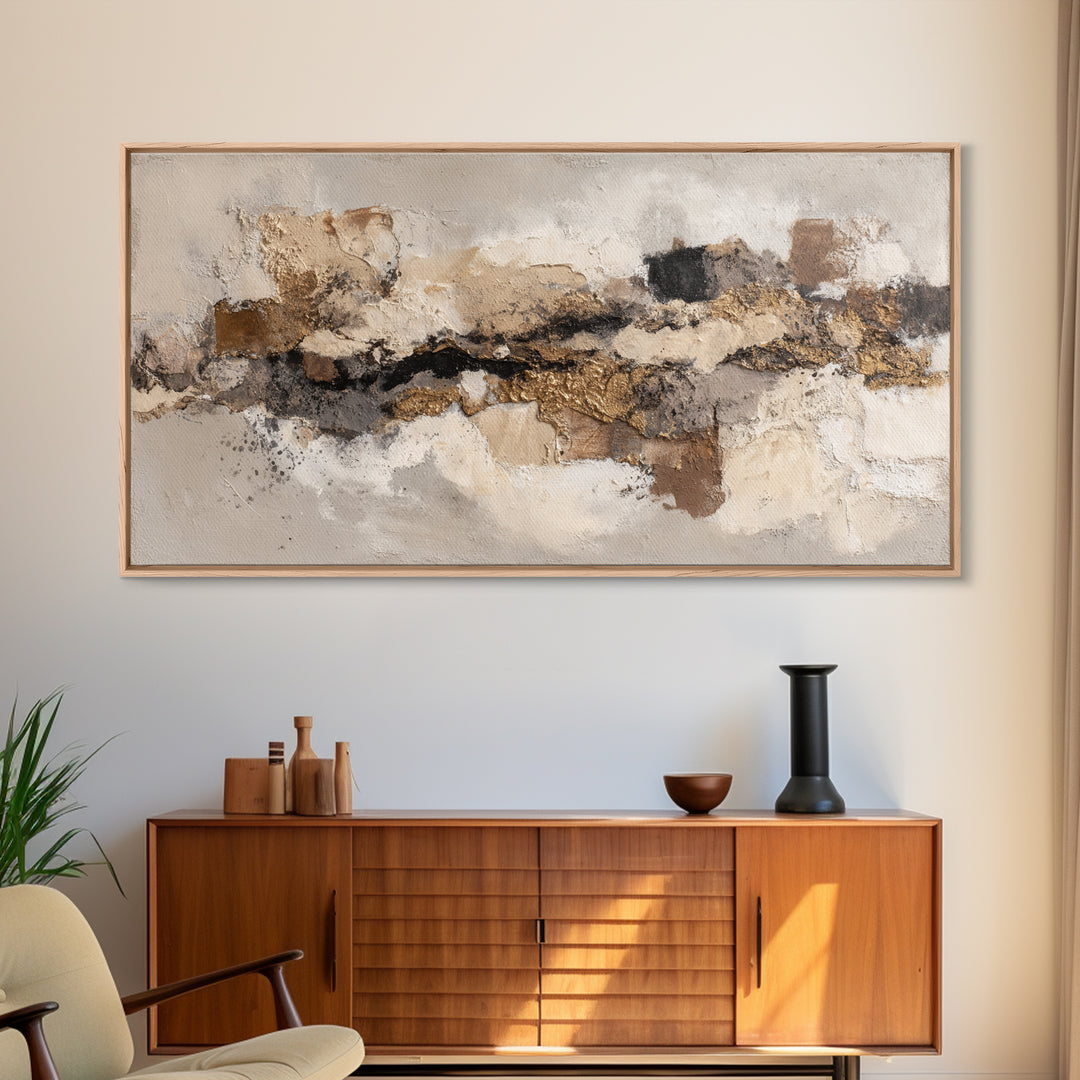 Textured Neutral Abstraction Framed Canvas Print, Art, Art Prints, Living Room Decor, Abstract Art, Framed Wall Art, ART-2x1-81