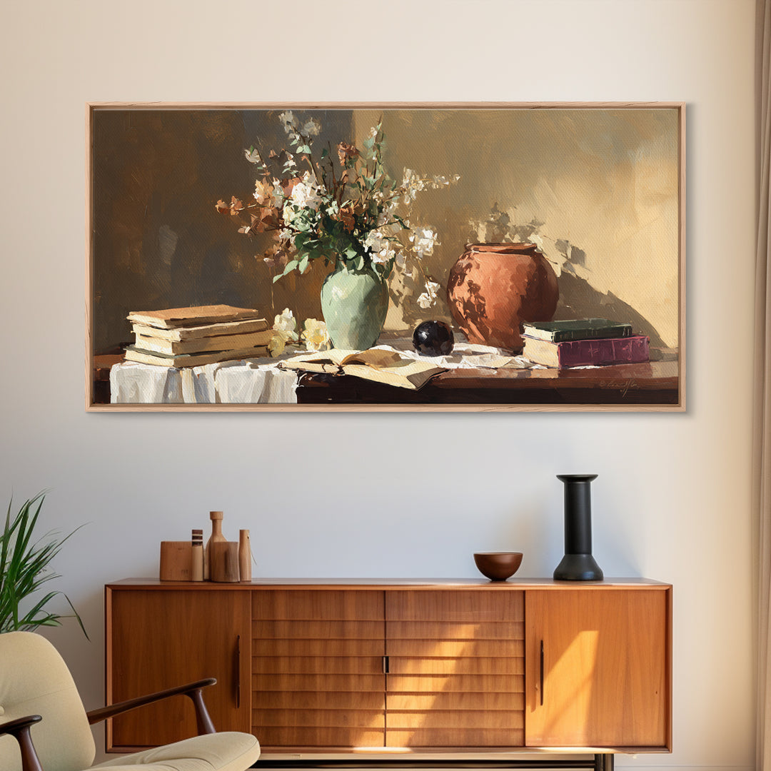 Sunlit Interior Still Life Canvas Print, Art, Room Decor, Living Room Decor, Fine Art, Art Commission, Digital Wall Art, ART-2x1-82