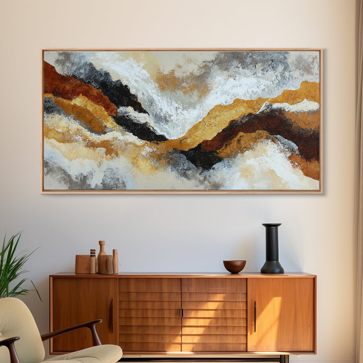 Contemporary Abstract with Layered Pigments and Energetic Canvas Print, Art, Minimalist Decor, Living Room Decor, Fine Art, ART-2x1-94