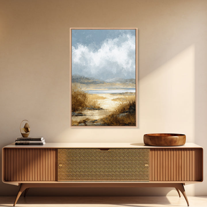 Quiet Mountain Scene Framed Canvas Print, Art, Boho Decor, Living Room Decor, Oil Painting, Printable Wall Art, ART-2x3-1