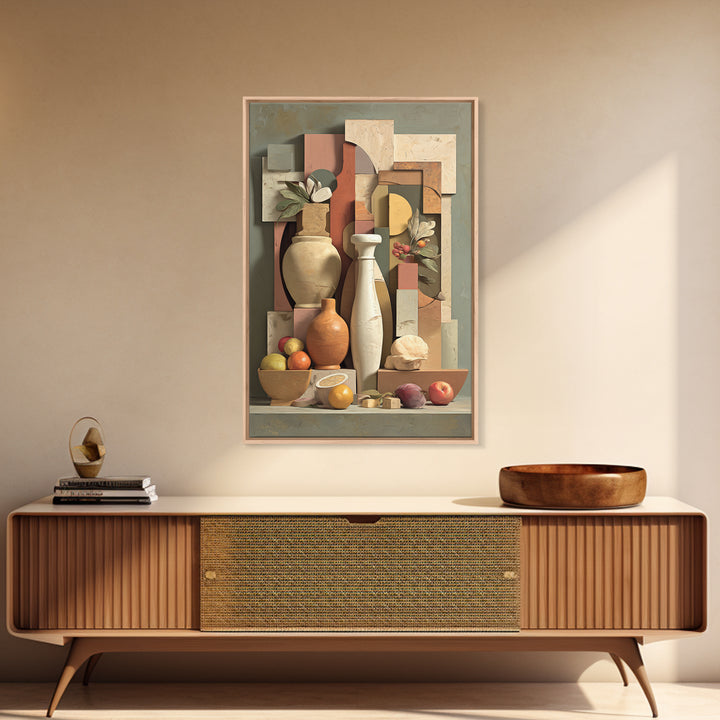 Modern Sculptural Shapes Rendered as Painted Forms Canvas Print, Art, Neutral Decor, Living Room Decor, Abstract Art, ART-2x3-14