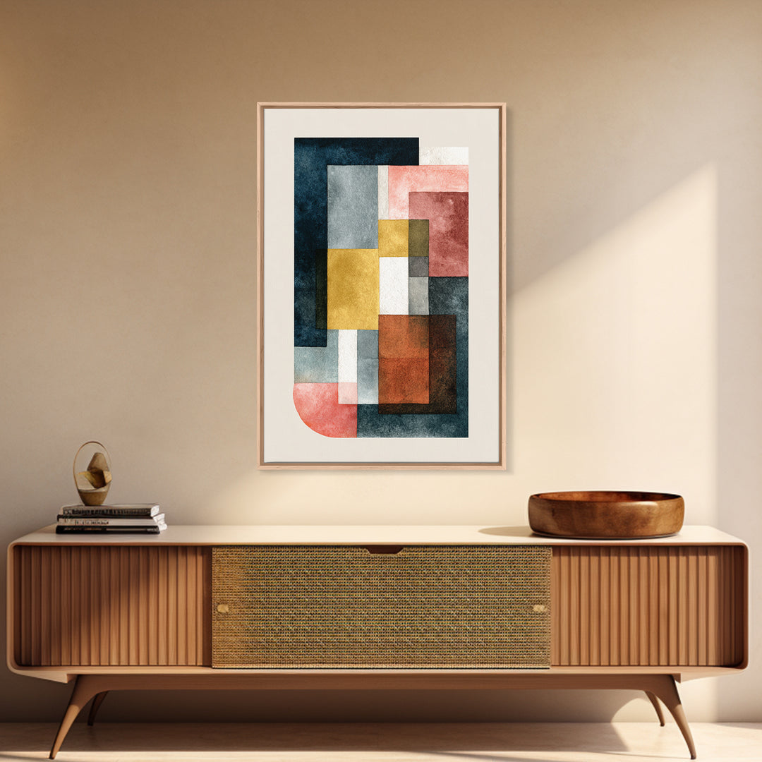 Geometric Color Study Framed Canvas Print, Art, Textured Painting, Living Room Decor, Fine Art, Digital Wall Art, ART-2x3-17