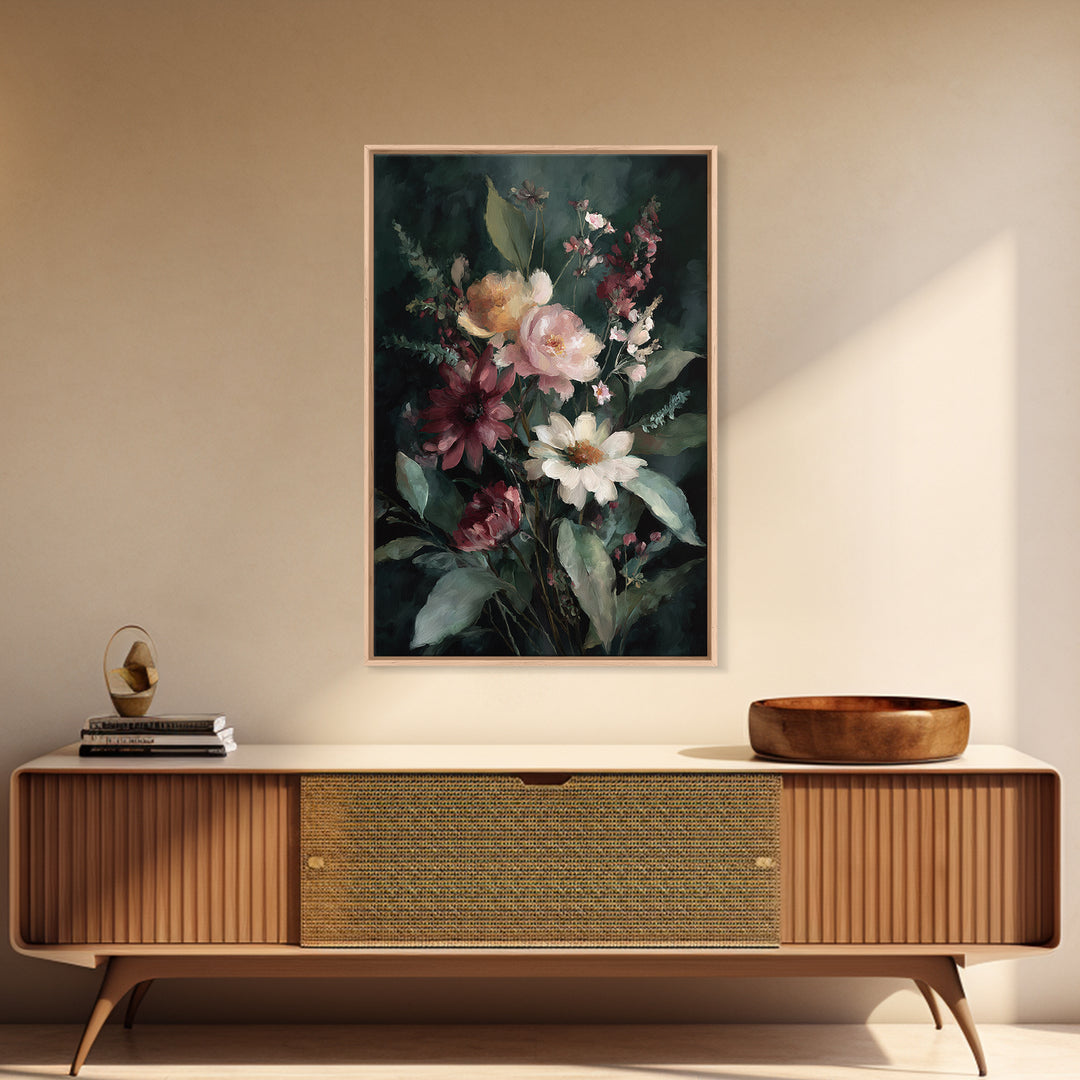 Painterly Meadow with Loose Impressionist Flowers Canvas Print, Art, Boho Wall Art, Living Room Decor, Fine Art, ART-2x3-23